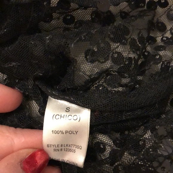 Hearts and Hips Sequin Sheer Top Size Small - Picture 4 of 4